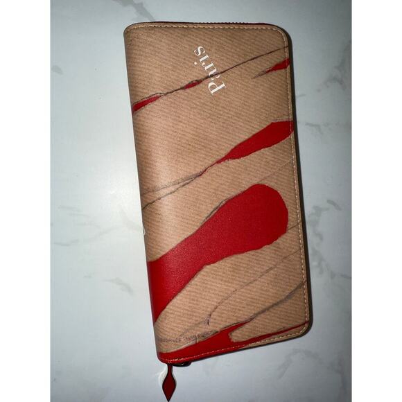 Christian Louboutin Panettone Zip Wallet in Kraft/Red - Picture 3 of 7